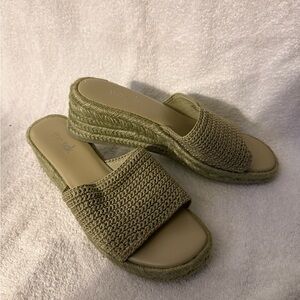 The Sak Olive Woven Slide Sandals